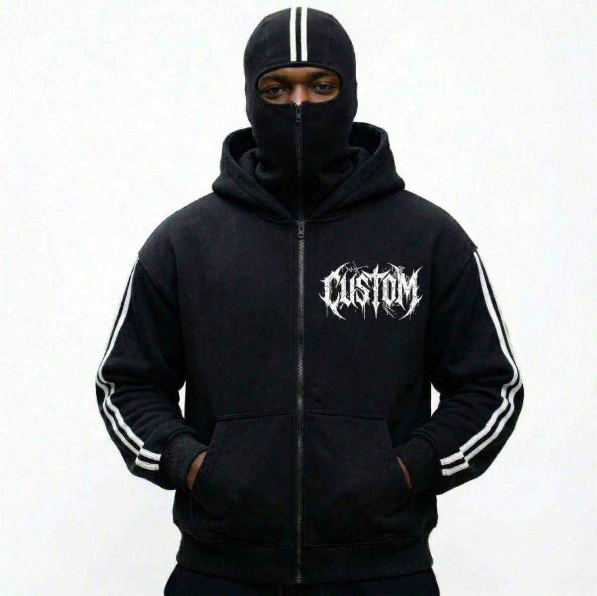Keeping Striped Mask Zip Hoodie