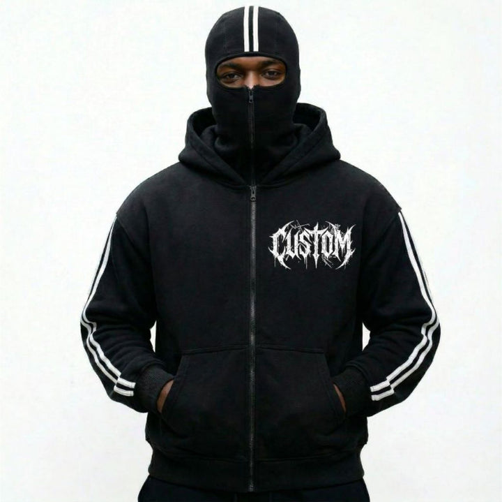 Keeping Striped Mask Zip Hoodie