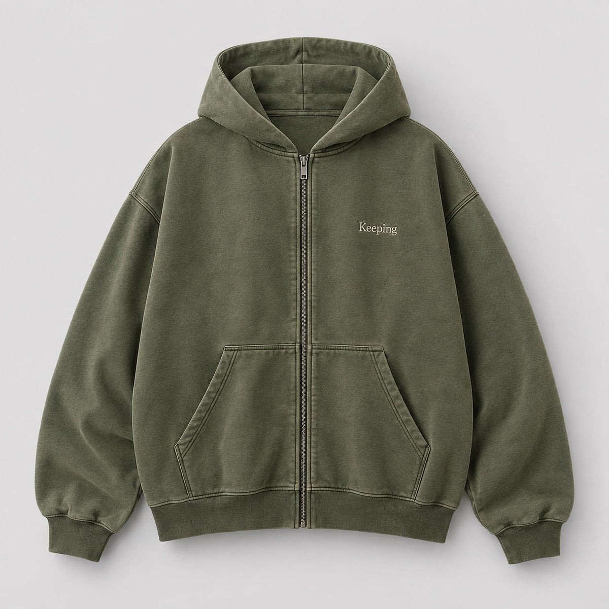 Keeping Embroidered Zip Hoodie