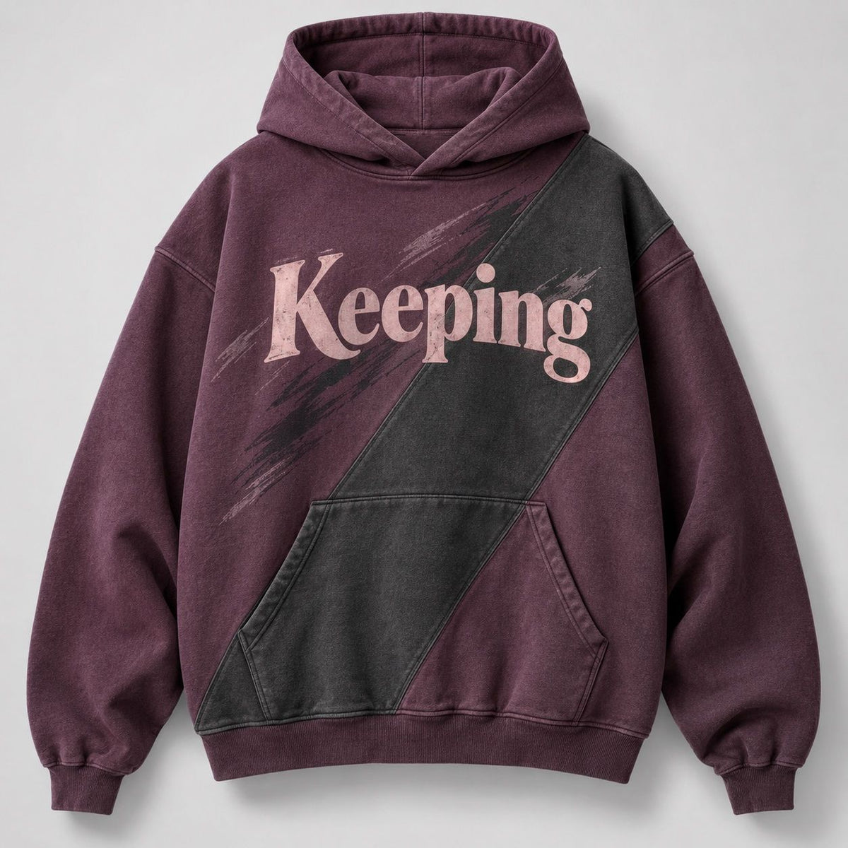 Keeping Plum Slash-Panel Hoodie