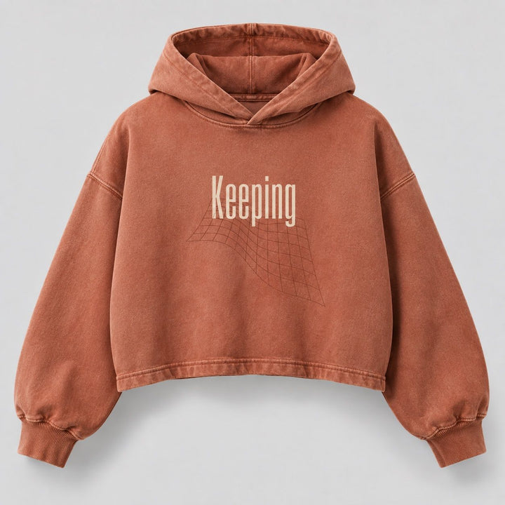 Keeping Clay Cropped Grid Hoodie