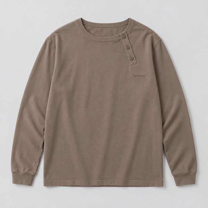 Keeping Offset Placket Long Sleeve