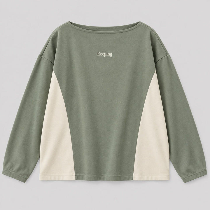 Keeping Paneled Boatneck Long Sleeve